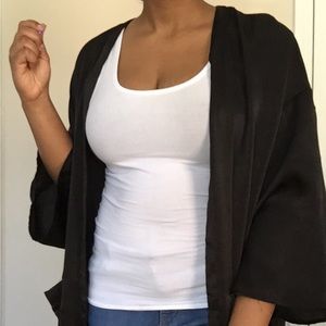 H&M Divided Black Floral Satin Kimono